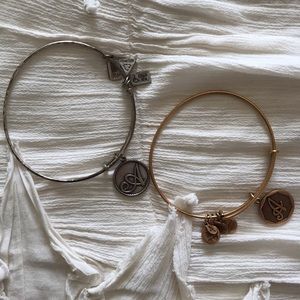 Gold and Silver Alex and Ani “A” Bracelets